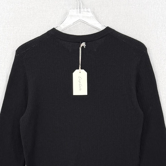 ENZA COSTA Linen Open Knit Crew Neck Sweater Womens Small Black Quite Luxury NEW - Picture 7 of 15
